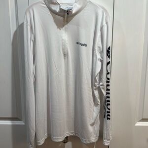 NWOT Columbia PFG White Zip Long Sleeve Shirt Size Large